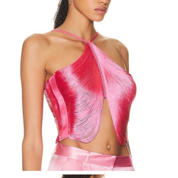 Cult Gaia quella metallic fringe top- sangria XS - Picture 3 of 3